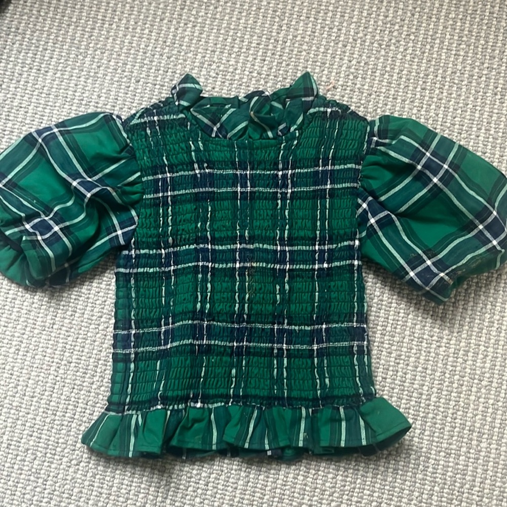 NWT Janie and Jack- blue and green plaid blouse.